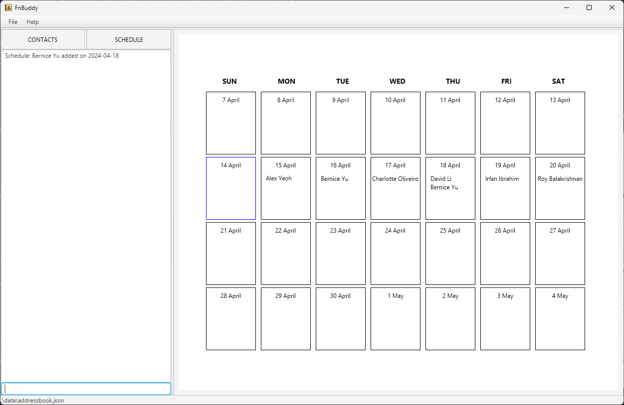 Schedule Page